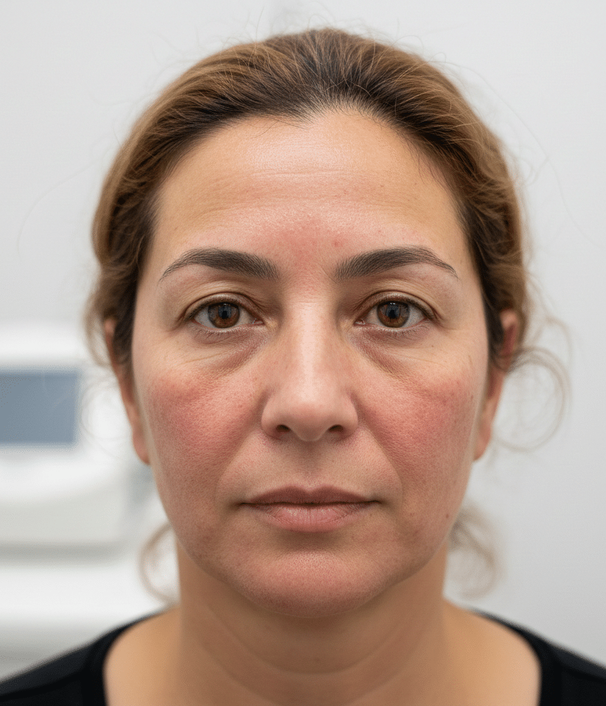 woman with rosacea